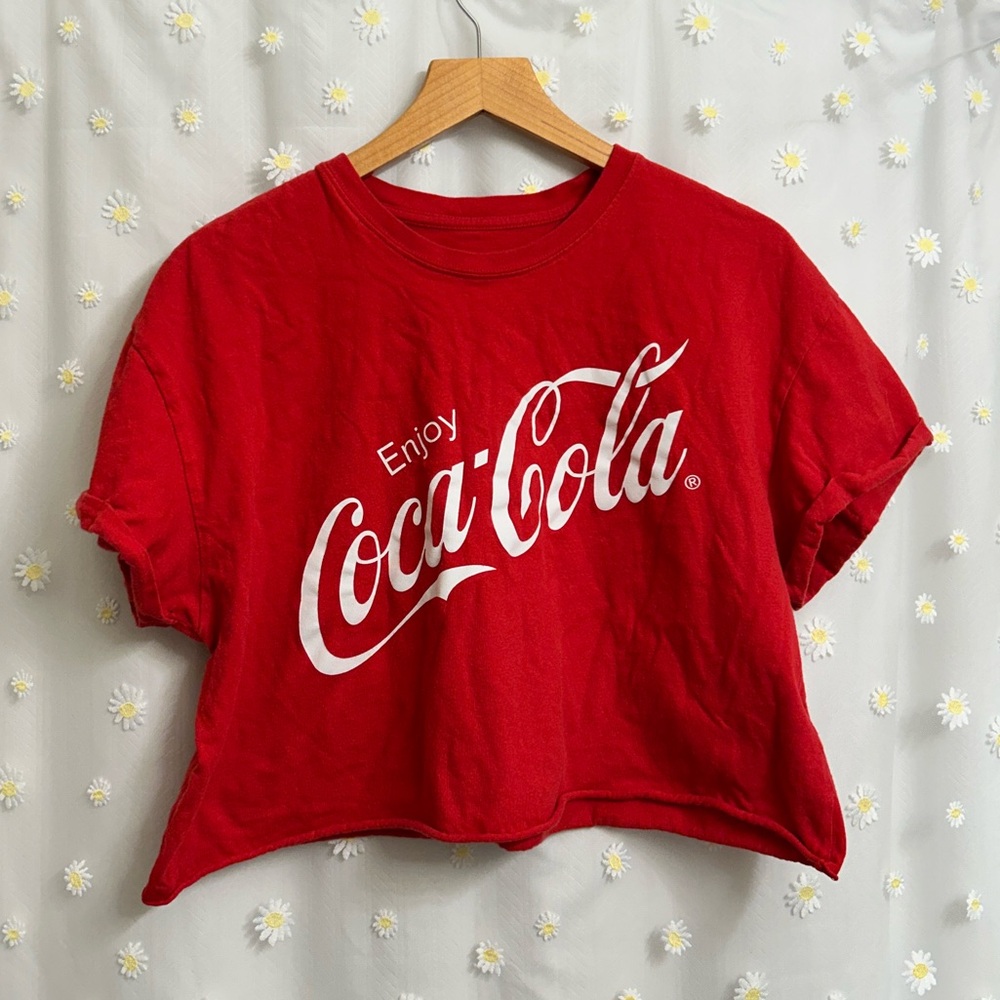 Coca Cola Red Rolled Sleeve Cropped Tee